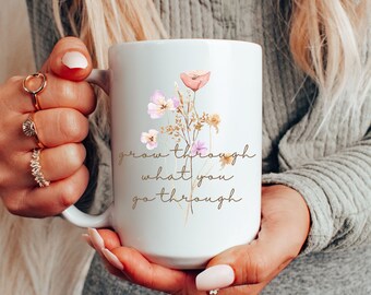 Boho Wildflowers Cottagecore Coffee Mug, Pressed Flowers Mug, Pastel Floral Nature Mug, Wildflower Tea Cup, Flower Garden Lover,Gift for Her
