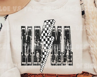 Retro Mama Checkered Lightning Bolt PNG, 90s Retro Mama PNG, Mama Png, Mama Shirt Svg, Mom Life Png, Mama Sublimation, Motherhood, SVG