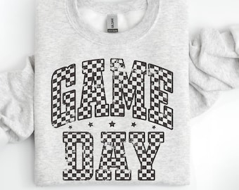 Retro Checkered Game Day Sweatshirt, Football Mama Sweatshirt, Football Gift for Mom, Baseball Mom Sweatshirt, Sunday Fall Sports Shirt