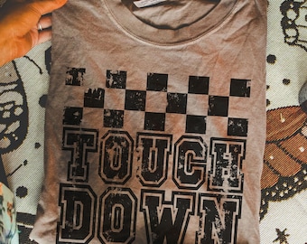 Comfort Colors® Retro Checkered Football Vibes Touchdown Shirt, Football Mama Game Day Shirt, Sports Mom Tee, Gift for Her, Little League