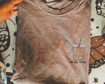 Comfort Colors On the Rocks Iced Coffee Weather Graphic Tee, Coffee Graphic T-Shirt, Retro Tee, Gift for Her, Trendy, Coffee Lover Gift