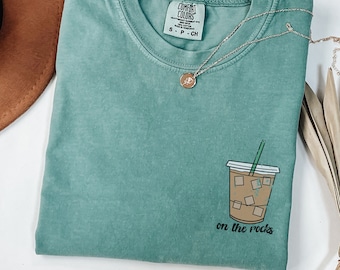 Comfort Colors On the Rocks Iced Coffee Weather Graphic Tee, Coffee Graphic T-Shirt, Retro Tee, Gift for Her, Trendy, Coffee Lover Gift