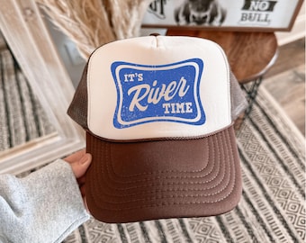 Retro River Time Ballcap, River Life Trucker Hat, Day Drinking Weather trucker hat, neon trucker hat, lake hat, river hat, Birthday Gift