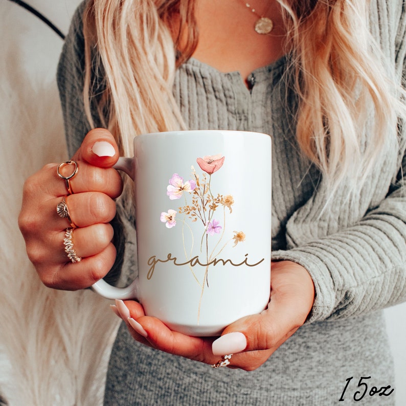 Personalized Boho Wildflowers Cottagecore Coffee Mug, Pressed Flowers ...