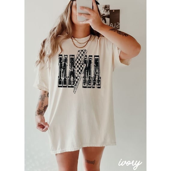 Comfort Colors® Checkered Mama Lightning Bolt Shirt, 90s