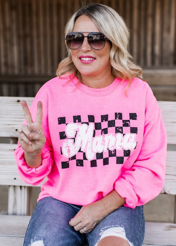 Retro Mama Sweatshirt Checkered Sweatshirt Mothers Day Gift Cool Mom First Mothers Day Gift Personalized Gift Mom Life Shirt New Mom Etsy