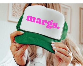 Retro Margs Trucker Hat, Day Drinking Trucker Hat, Custom Neon Trucker Hat, Girls Trip Hat, Bad Influence Custom Hats, Margarita Lovers Hat