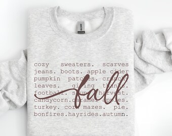 Cute Retro Fall List Sweatshirt - Cozy Season Sweatshirt - Cute Fall Sweater - Fall Tees, Crewneck Sweater, Fall Sweatshirt, Graphic Sweater