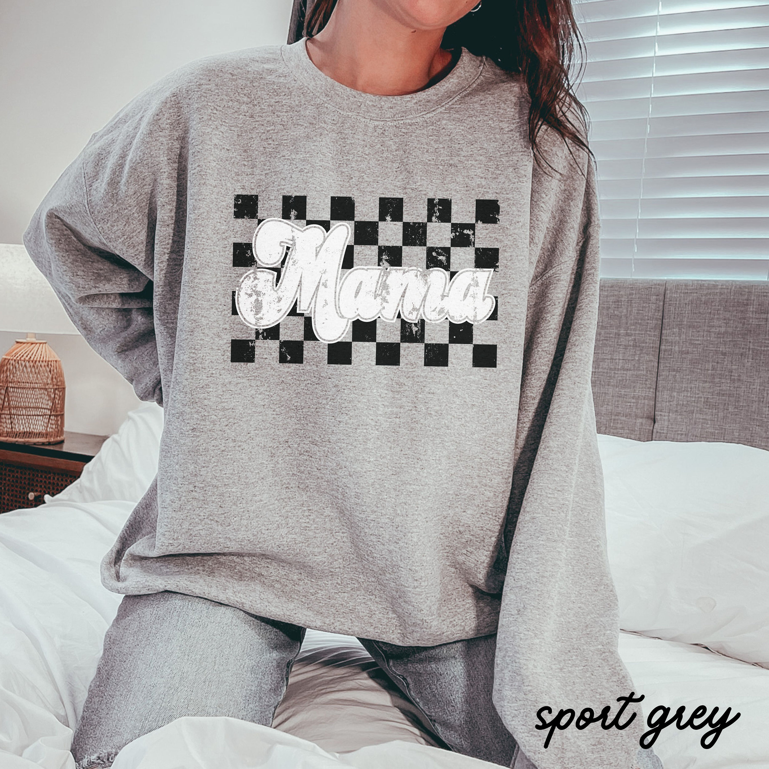 Retro Mama Sweatshirt, Checkered Sweatshirt, Mothers Day