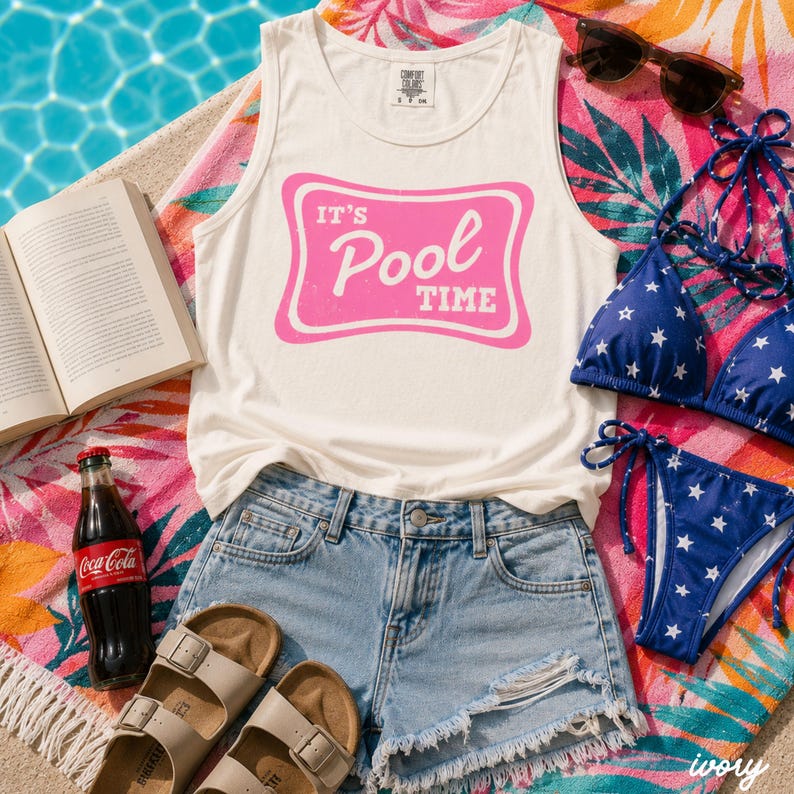 Comfort Colors® Its Pool Time Tank, Summer Shirt, Pool Shirt, Pool Life ...