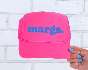 Retro Margs Trucker Hat, Day Drinking Trucker Hat, Custom Neon Trucker Hat, Girls Trip Hat, Bad Influence Custom Hats, Margarita Lovers Hat