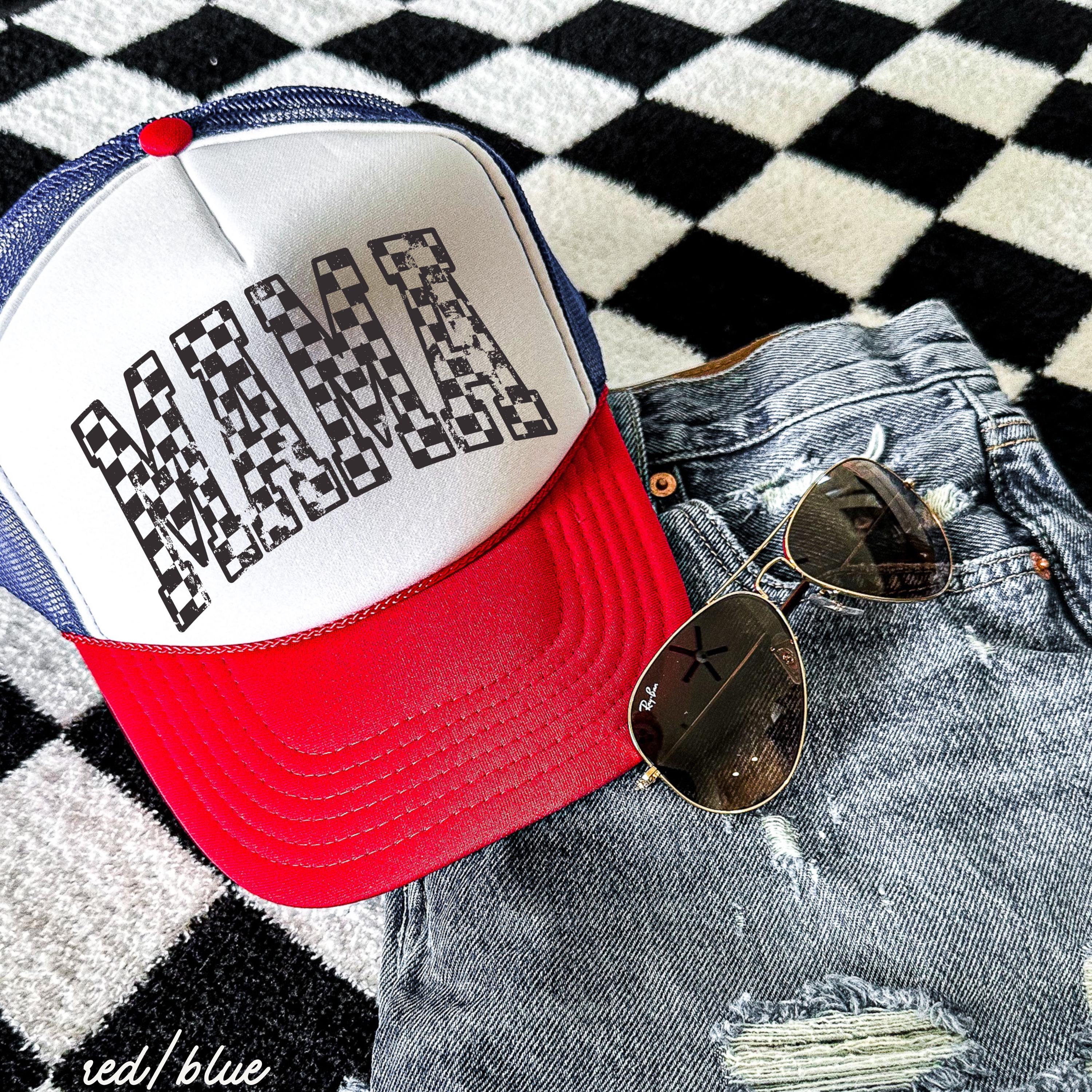 Baseball Mama Women\'s Red, White & Blue Beaded Trucker Hat Redwhiteblue_92539fba-8623-  main image 3