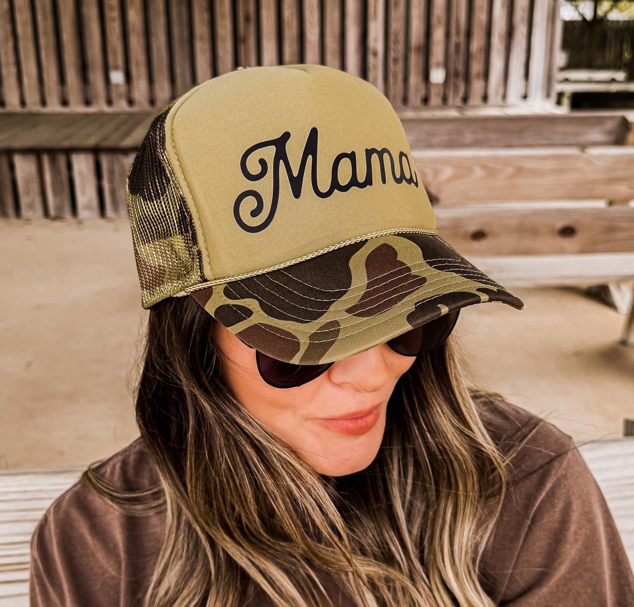 帽子 mamama Camo Retro Mama Ballcap, Mama Trucker Hat, Mama Patch, Star Hat