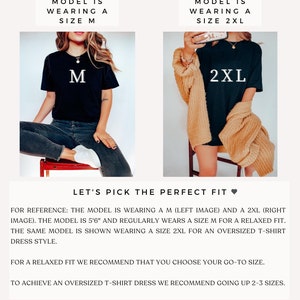 K&ouml;nnte beinhalten: Zwei Bilder, die ein Model in einem schwarzen T-Shirt zeigen. Das Model links tr&auml;gt Gr&ouml;&szlig;e M und das Model rechts tr&auml;gt Gr&ouml;&szlig;e 2XL. Der Text "Let's pick the perfect fit" befindet sich unter den Bildern.