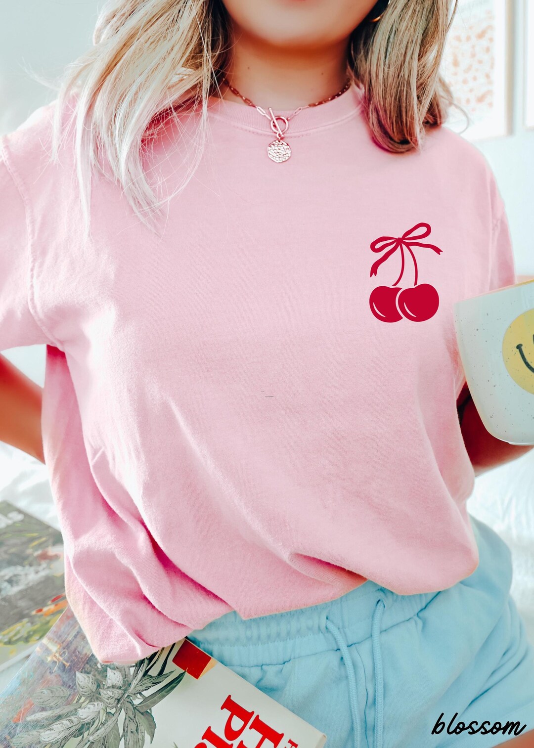 ERA Girls Cherry Bow Short Sleeves T-Shirt Organic Cotton White