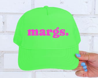 Retro Margs Trucker Hat, Day Drinking Trucker Hat, Custom Neon Trucker Hat, Girls Trip Hat, Bad Influence Custom Hats, Margarita Lovers Hat