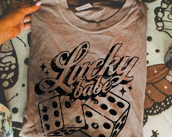 Comfort Colors Feeling Lucky Shirt, Lucky You Dice Tee, Modna estetyczna koszulka, Lucky Shirt, Feeling Lucky Dice Graphic Tee, Modna koszulka