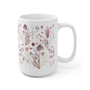 Boho Wildflowers Cottagecore Coffee Mug, Pressed Flowers Mug, Pastel ...