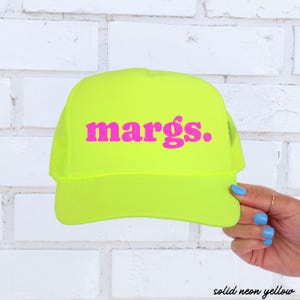 Retro Margs Trucker Hat, Day Drinking Trucker Hat, Custom Neon Trucker Hat, Girls Trip Hat, Bad Influence Custom Hats, Margarita Lovers Hat