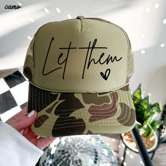 Camo Retro Let Them Trucker Hat, Game Day Hat, Funny Hats for Women Foam Trucker Snap Hat, Gift for Her, Baseball Mom Hat, Football Mom Hat