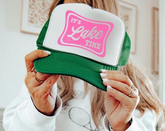 Retro Lake Time Ballcap, Lake Life Trucker Hat, Day Drinking Weather trucker hat, neon trucker hat, lake hat, river hat, Birthday Gift