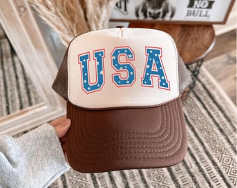 USA Trucker Hat | preppy USA hat, girly hats, Fourth of July, Independence Day, trucker hats, bow trucker hat, USA, cute trucker hats, Otto