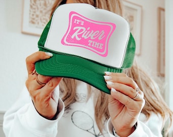 Retro River Time Ballcap, River Life Trucker Hat, Day Drinking Weather trucker hat, neon trucker hat, lake hat, river hat, Birthday Gift