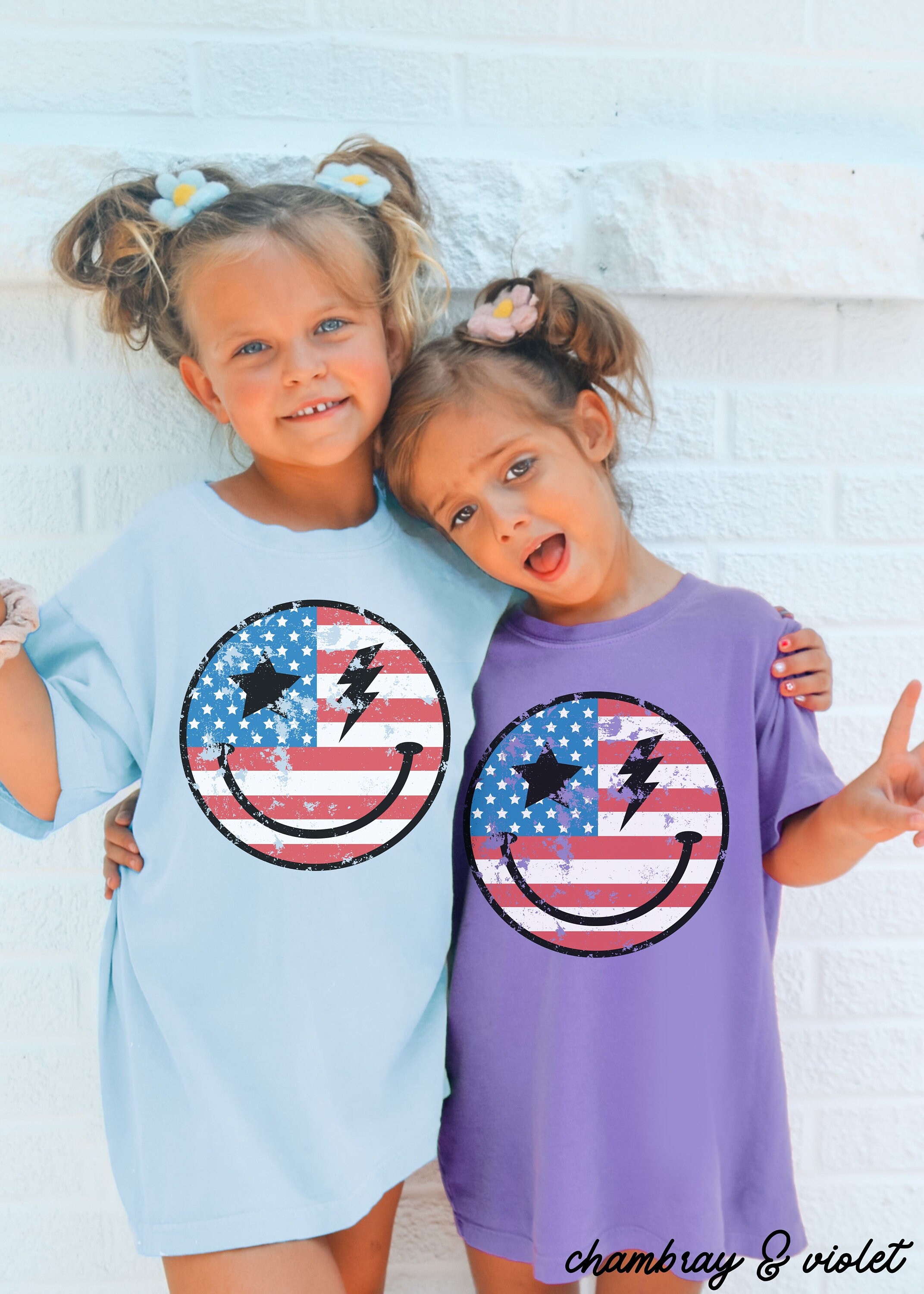 Comfort Colors® USA Happy Face Checkered Shirt, Red White