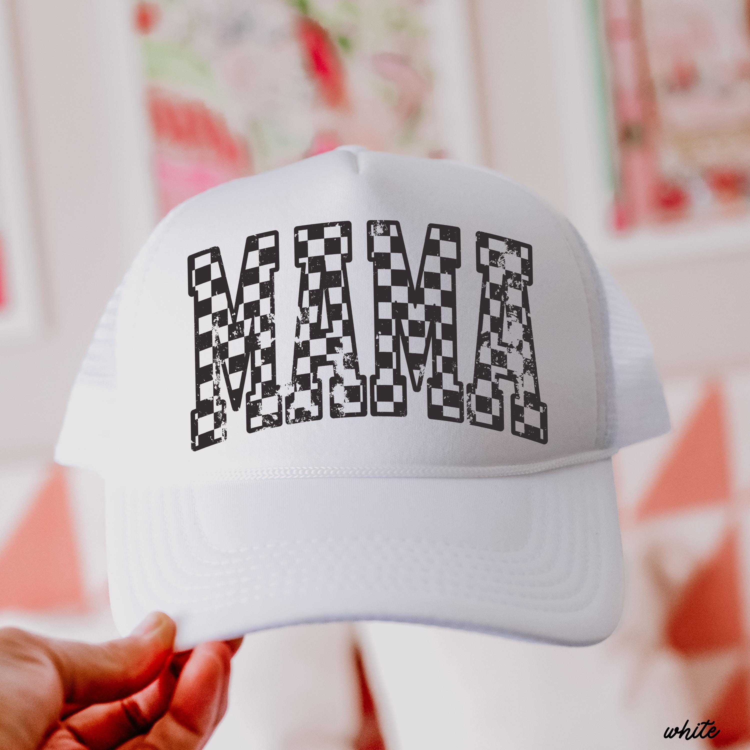 Retro Checkered Mama Ballcap, Mama Trucker Hat, Mama Patch