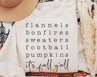 Cute Retro Fall List Sweatshirt - Cozy Season Sweatshirt - Cute Fall Sweater - Fall Tees, Crewneck Sweater, Fall Sweatshirt, Graphic Sweater