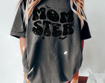 Comfort Colors Momster Halloween Sweatshirt, Momster Shirt, Halloween Shirts for Women, Halloween Crewneck, Funny Halloween Mom Sweater