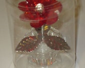 Figurine Lucite Red Flower in Pot 3 quot Faceted Petals
