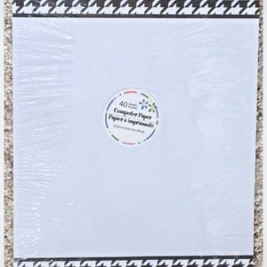 Computer Print Papier Paket 40 Blatt Weiß Schwarz Hahnentritt Border 8,5x11 Briefpapier
