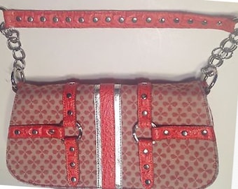Purse Emily M Red Silver Handbag Chain Strap