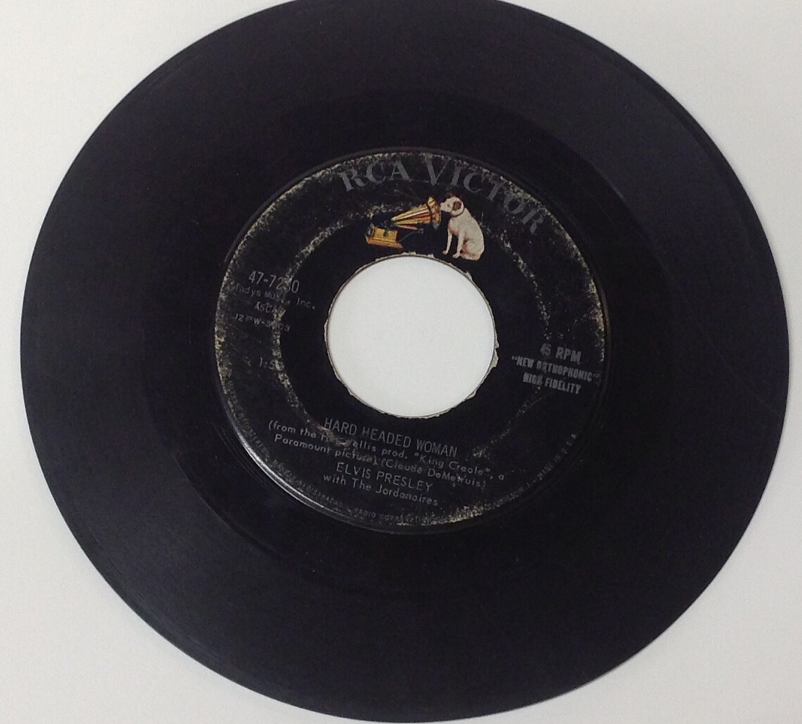 Elvis Presley 1958 Original Vinyl 45 RPM Record Hard Headed Etsy