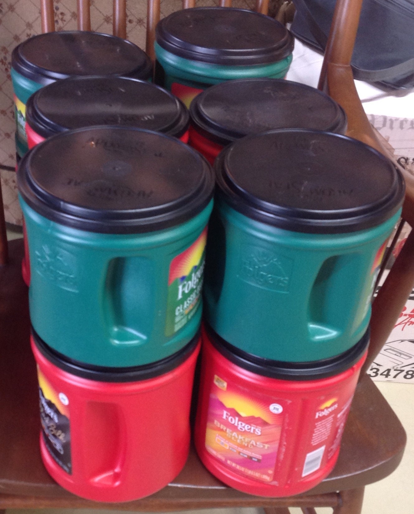 Lot 12 EMPTY Plastic Folger Coffee Containers Great For Crafts Etsy