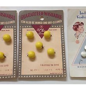 Vintage Sewing Buttons Lot Le Chic Yellow Craft Supplies