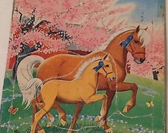 Vintae Horse Frame Tray Puzzle Saafield Flowering Tree