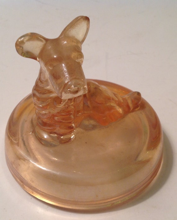Jeanette Carnival Glass Scottie Dog Powder Jar Tr… - image 4