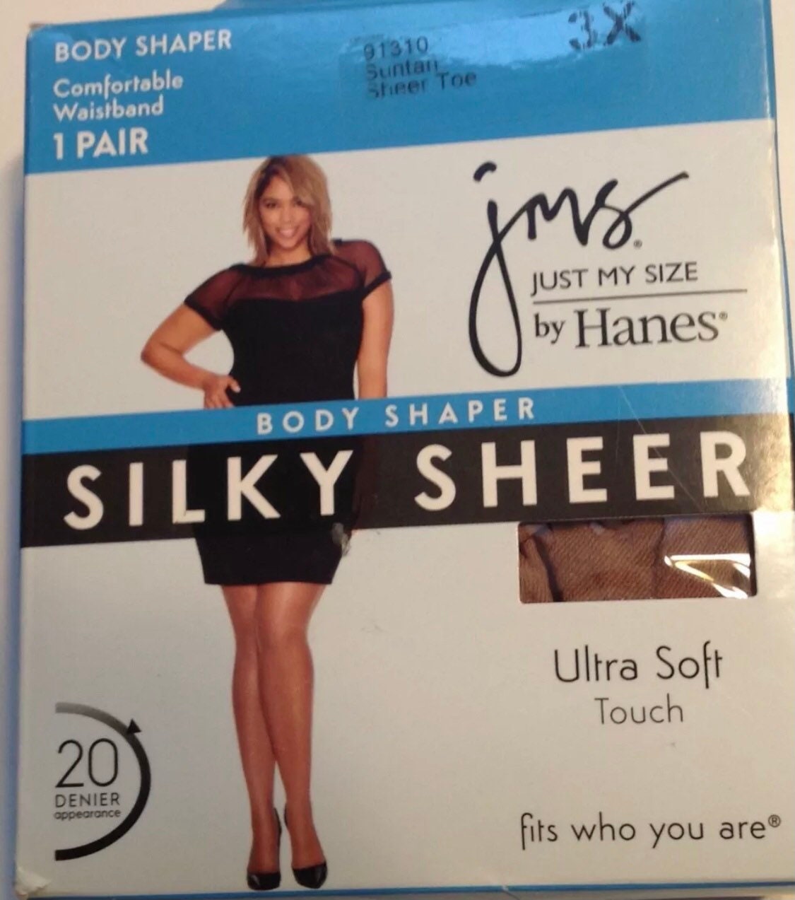Hanes Just My Size Suntan Pantyhose Sz 3X Body Shaper Silky Sheer Toe 1  Pair JMS -  Canada