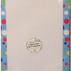 Computer Drucker Papier Blau Bubble Dot Border 40 Blatt 8,5 x 11 Stationär