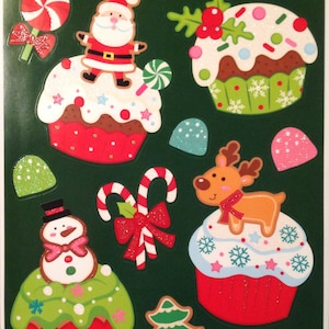 Static Window Clings Christmas Cupcakes Candy Craft Scrapbooking Supply