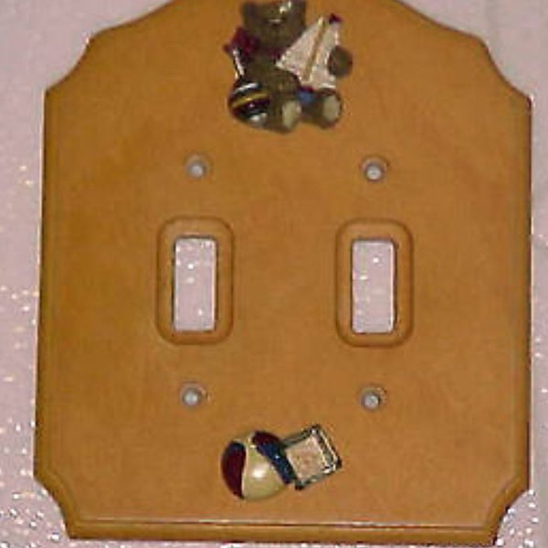 Double Switch Plate Cover Child Boy Bedroom Teddy Bear Sailboat Nursery