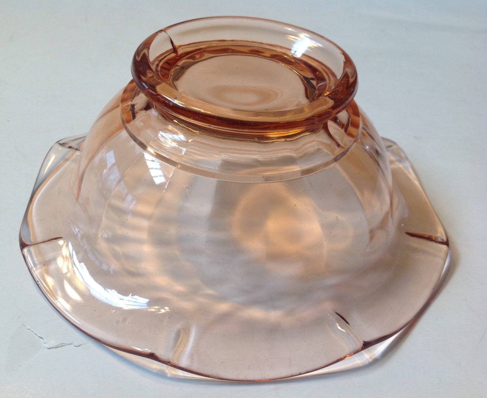 Vintage Pink Depression Glass Fluted Bowl Etsy