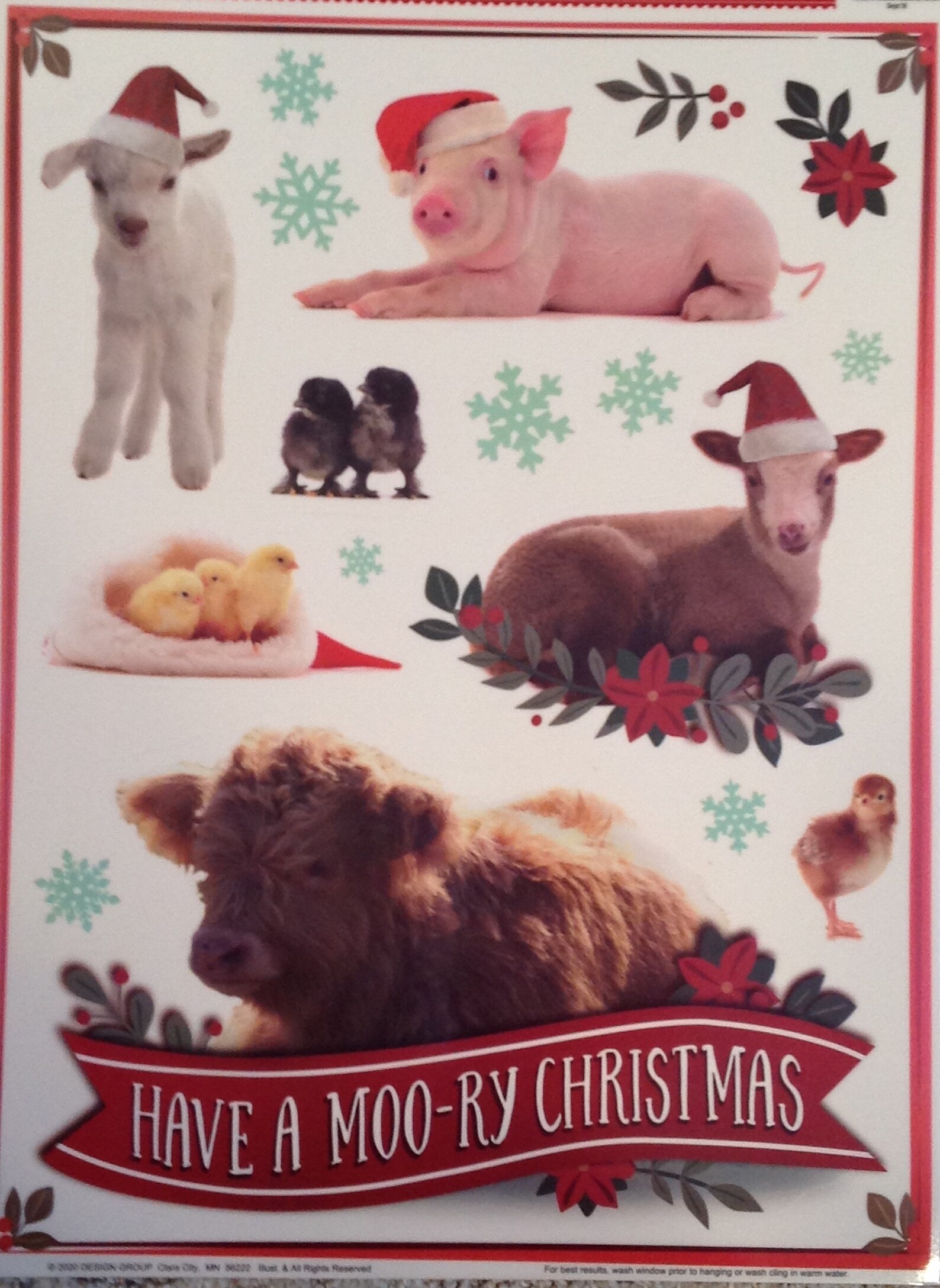 Vinyl Static Window Clings Christmas Farm Animals Pig Cow Lamb Etsy