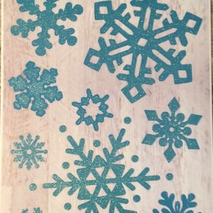 Vinyl Static Window Clings Christmas Blue Winter Snowflakes Crafts Scrapbooking