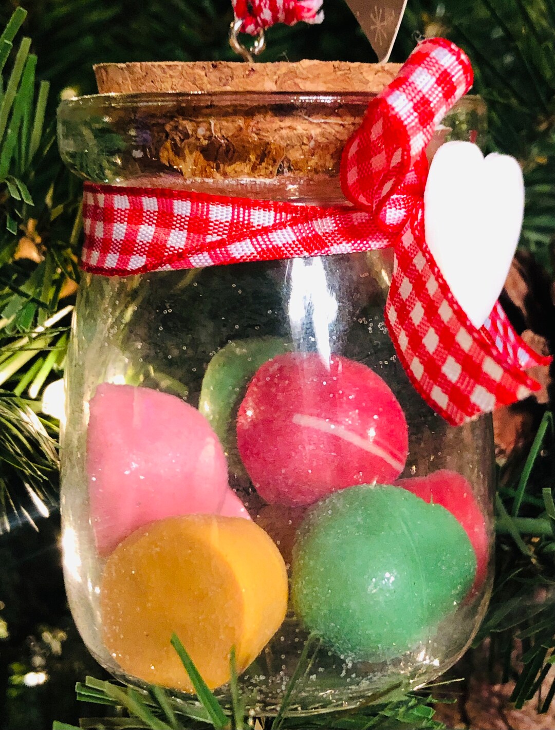 Hobby Lobby Christmas Ornament Glass Candy Jar Filled With Gumdrops Etsy