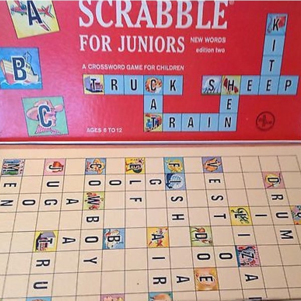 Scrabble For Juniors 1964 Edition Selchow & Righter Vintage Board Game