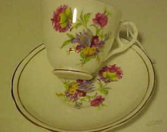 Royal Stafford Teacup & Saucer English Bone China Floral Cup England Vintage