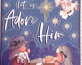 Vinyl Static Window Clings Christmas Children As Mary Joseph Baby Jesus Nativity
